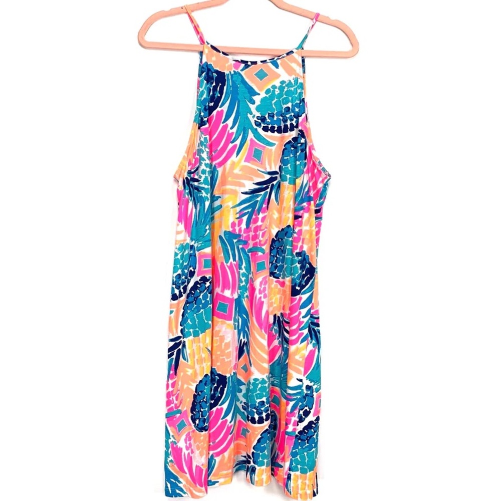 LILLY PULITZER pineapple print back tie  tassel swing dress
